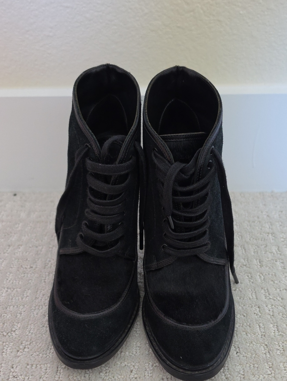 Burberry Black Suede Lace-Up Ankle Boots